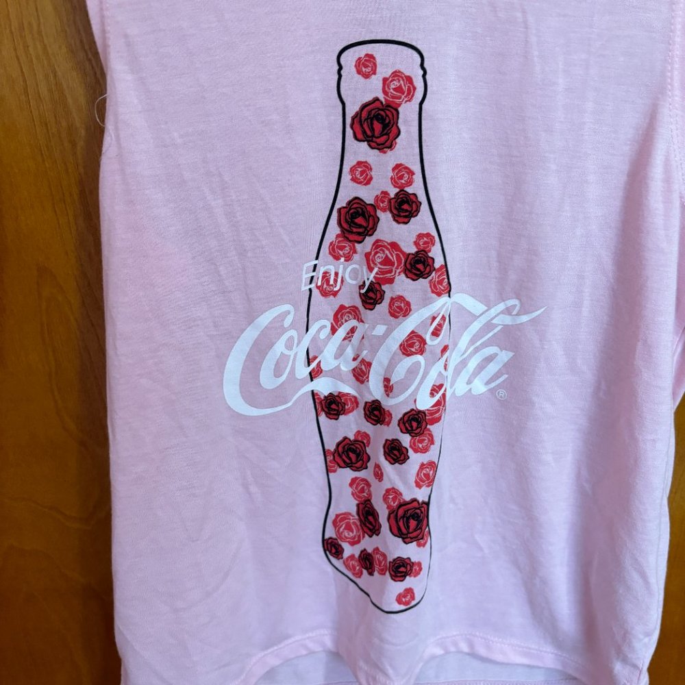 Coca Cola pink sleeveless shirt‎ rose graphic shirt top tank XS - Picture 3 of 5